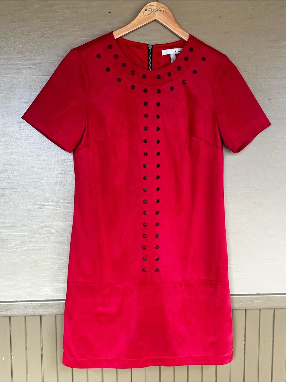 WD.NY Scarlet Short Sleeve Mini Dress with Stud Accents